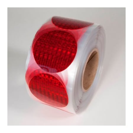 Top Tape And Label Reflective Marking Tape, Red, 3"Dia. Circle, 50/Roll, RR350RD RR350RD